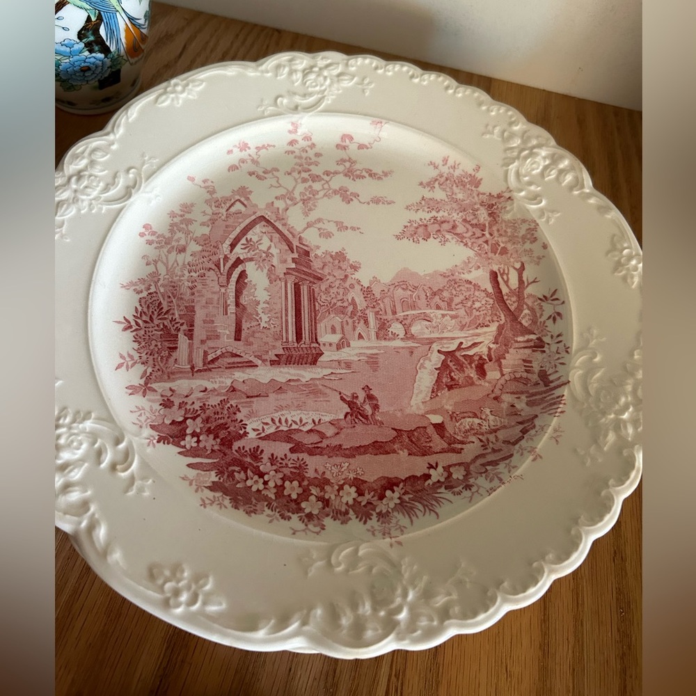 English Abbey Red and cream Plate by Taylor Smith porcelain plate vintage china